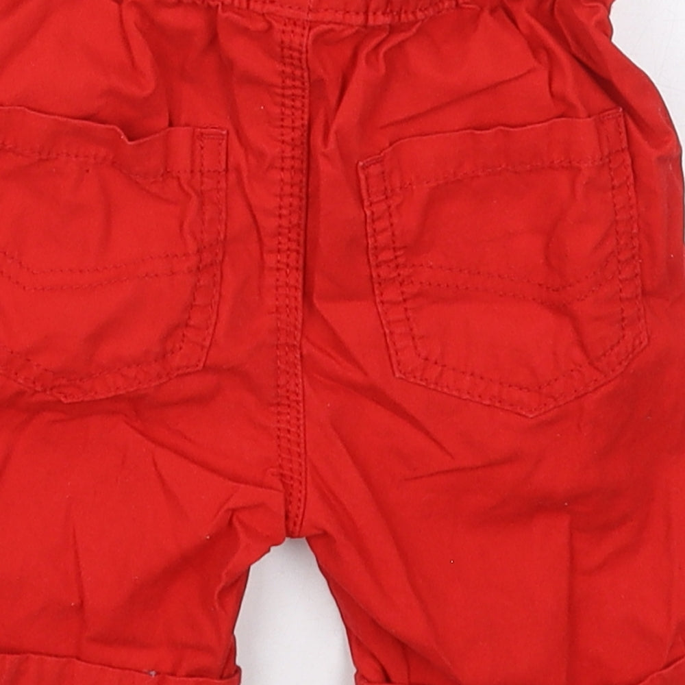 George Boys Red  Cotton Cargo Shorts Size 2-3 Years  Regular Drawstring