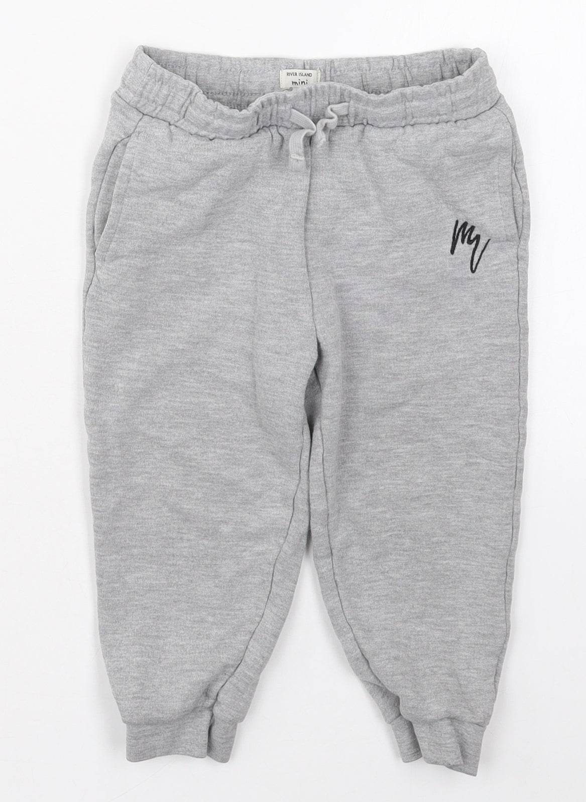River Island Boys Grey  Cotton Sweatpants Trousers Size 2-3 Years  Regular Drawstring