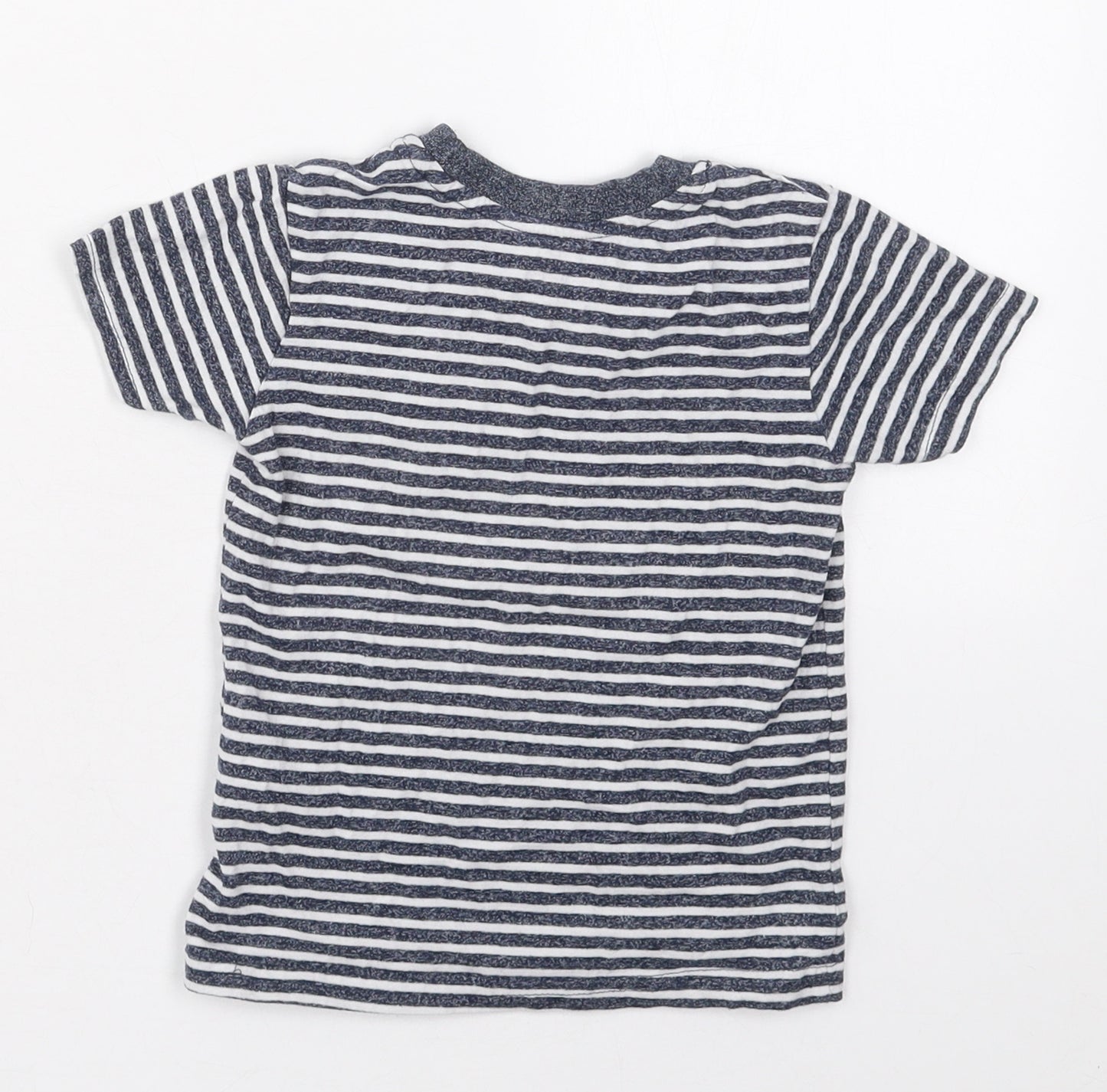 Primark Boys Blue Striped Cotton Basic T-Shirt Size 2-3 Years Crew Neck Pullover