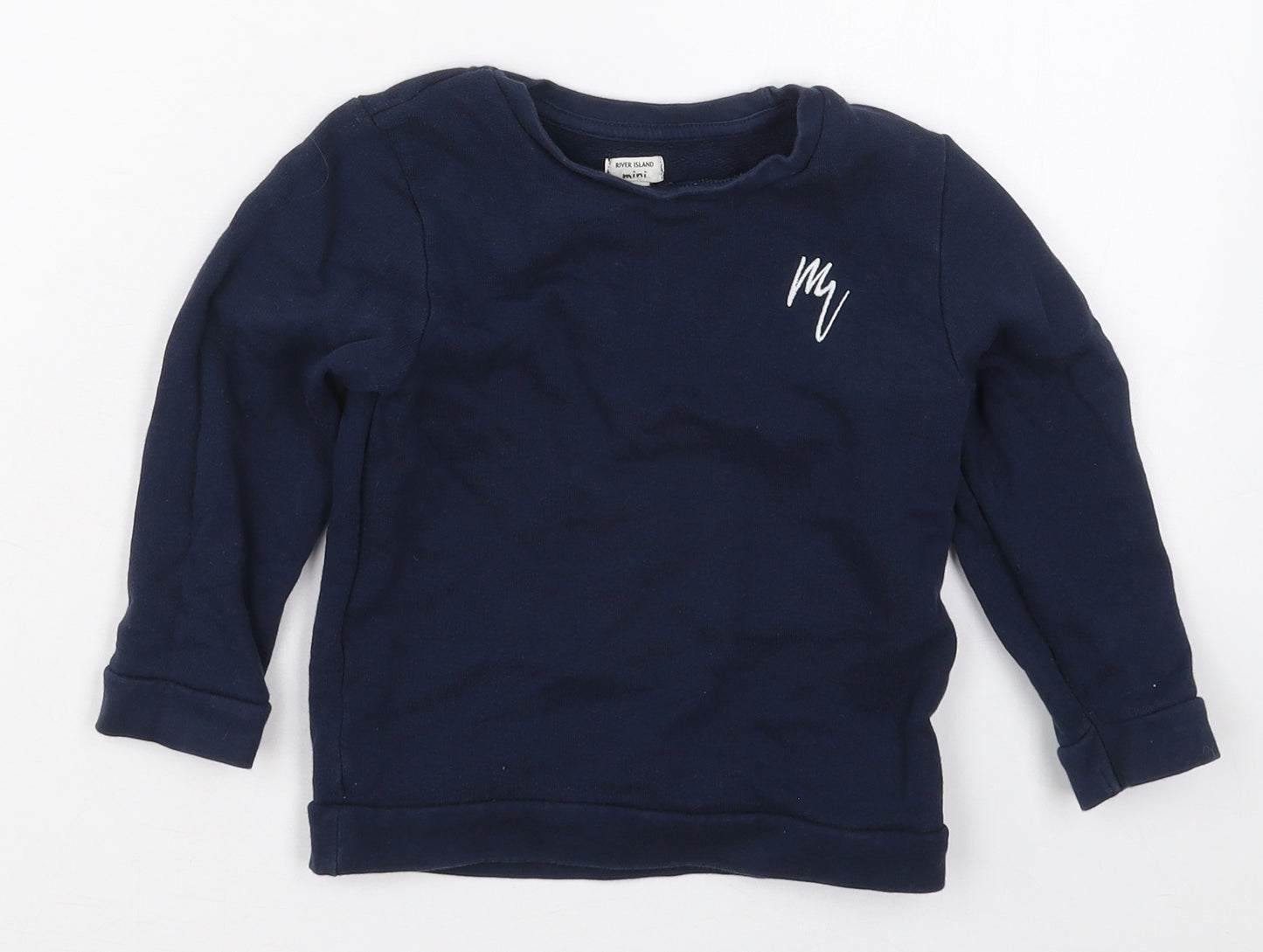 River Island Boys Blue  Cotton Pullover Sweatshirt Size 2-3 Years  Pullover