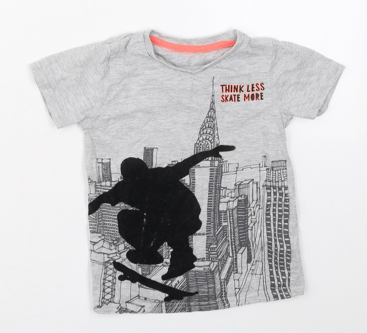 Dunnes Boys Grey  Cotton Basic T-Shirt Size 2-3 Years Crew Neck Pullover - Think Less Skate More