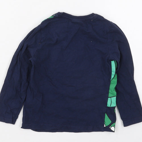Pep&Co Boys Blue  Cotton Basic T-Shirt Size 3-4 Years Crew Neck Pullover - Mickey Mouse Dinosaur