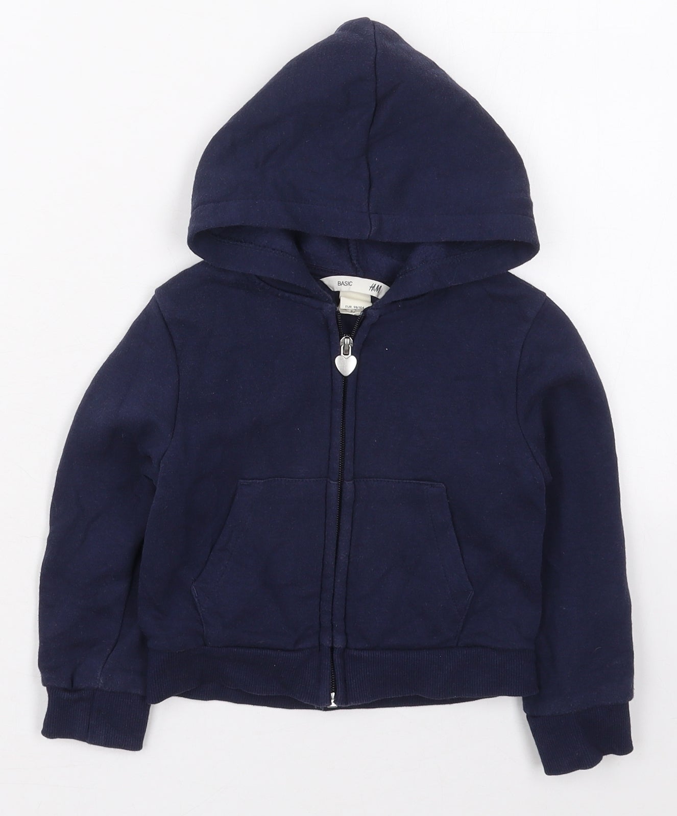 H&M Girls Blue  Cotton Full Zip Hoodie Size 2-3 Years  Zip