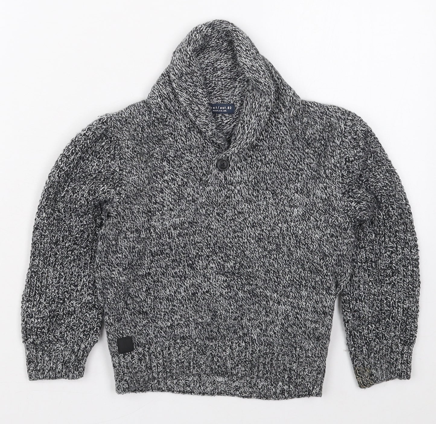 NEXT Boys Grey Collared  Cotton Pullover Jumper Size 2-3 Years  Pullover