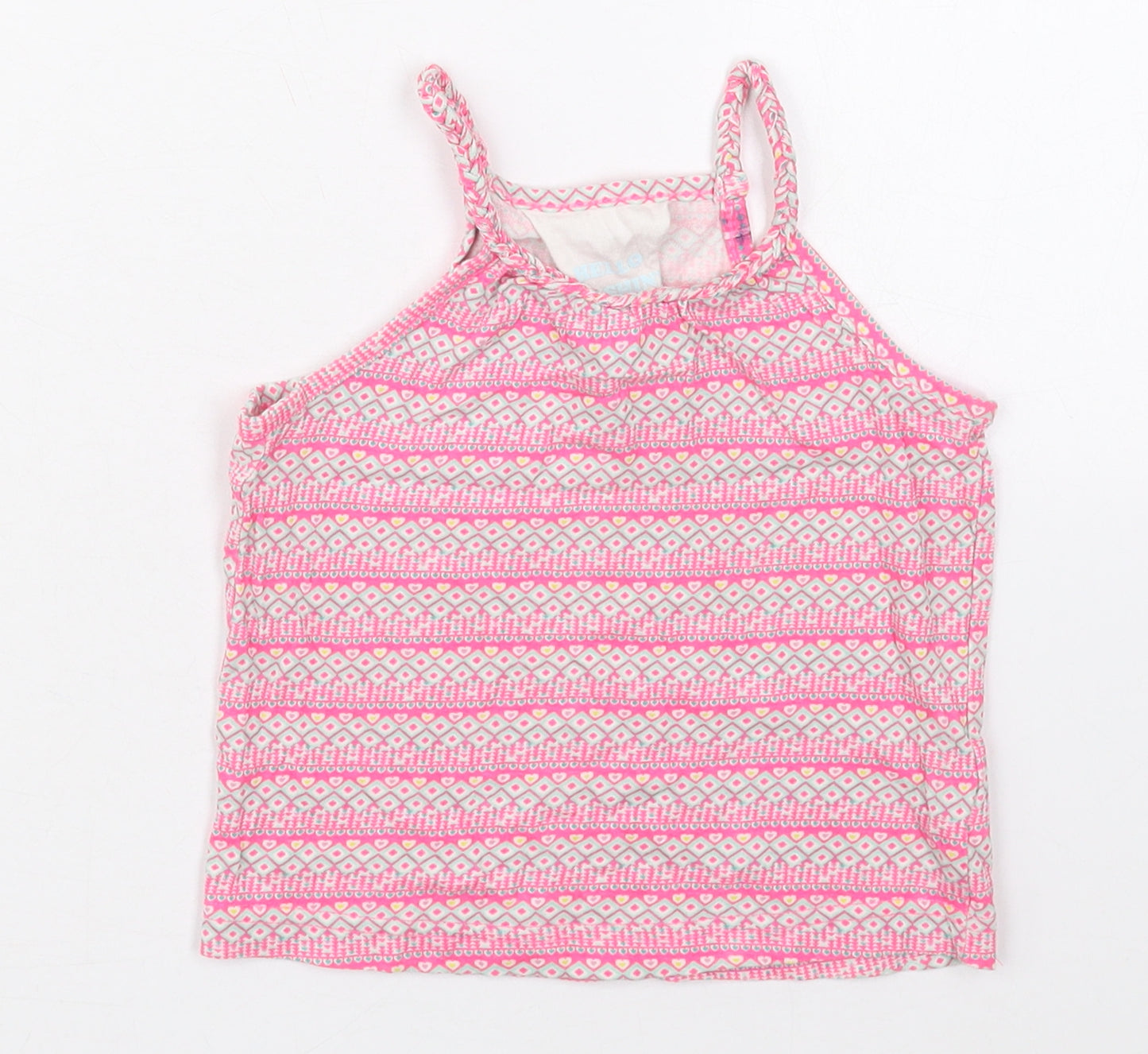 Young Dimension Girls Pink Herringbone Cotton Basic Tank Size 3-4 Years Halter Pullover