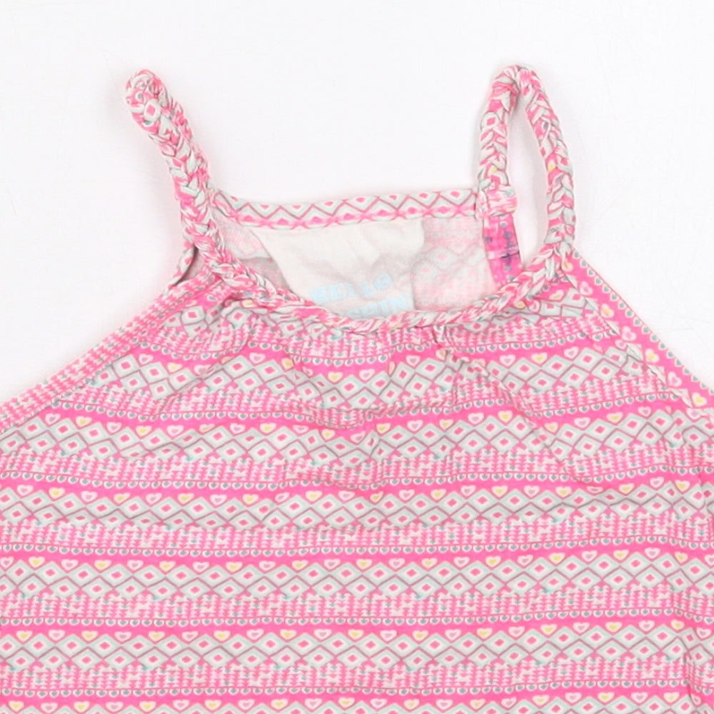 Young Dimension Girls Pink Herringbone Cotton Basic Tank Size 3-4 Years Halter Pullover