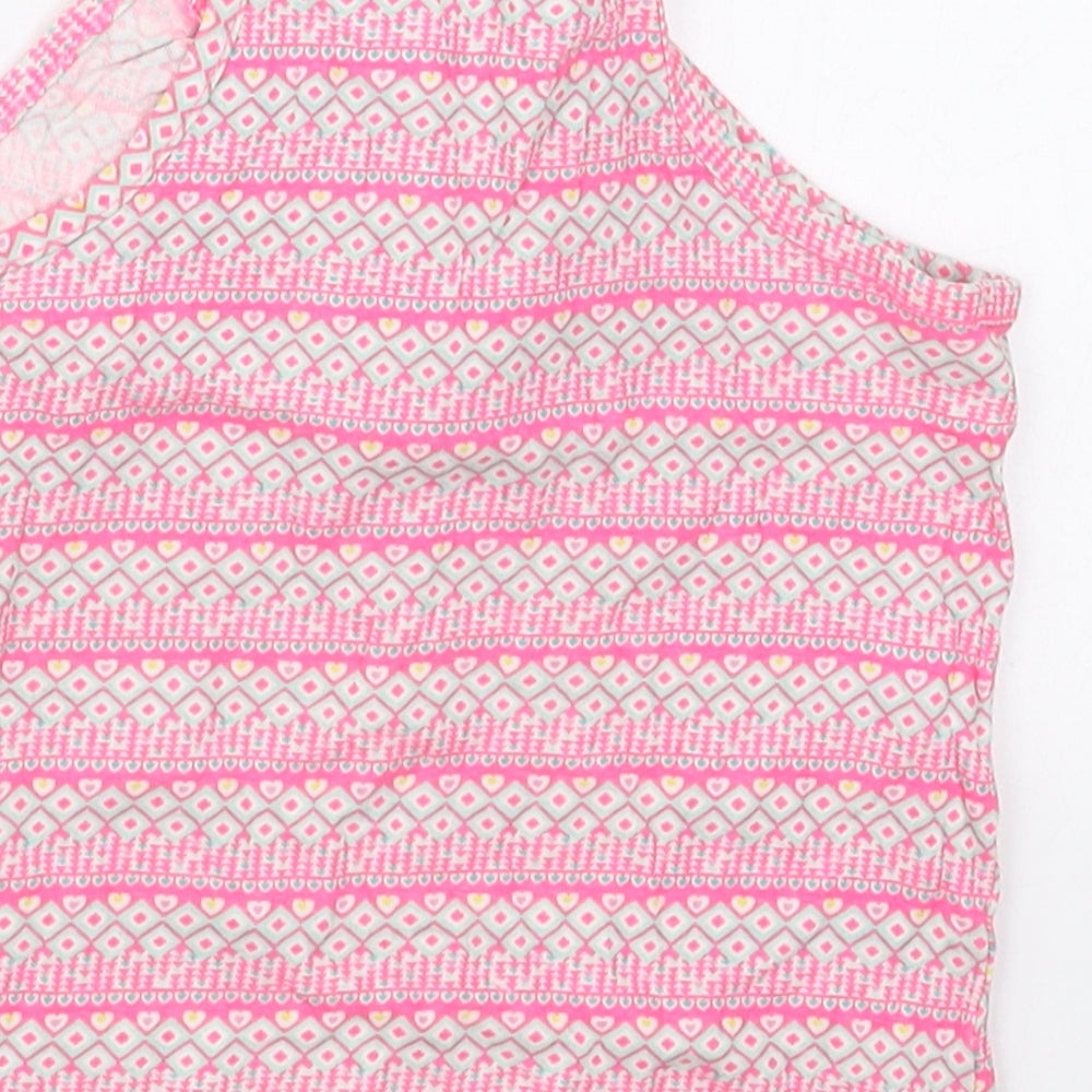 Young Dimension Girls Pink Herringbone Cotton Basic Tank Size 3-4 Years Halter Pullover