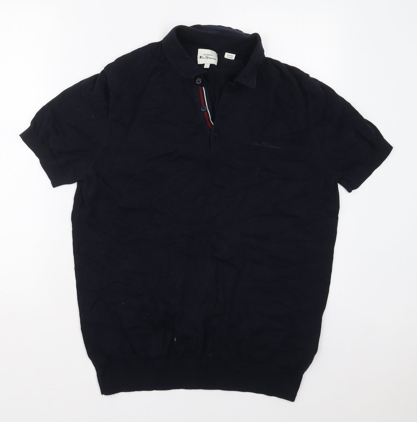 Ben Sherman Mens Blue  Cotton  Polo Size L Collared Pullover
