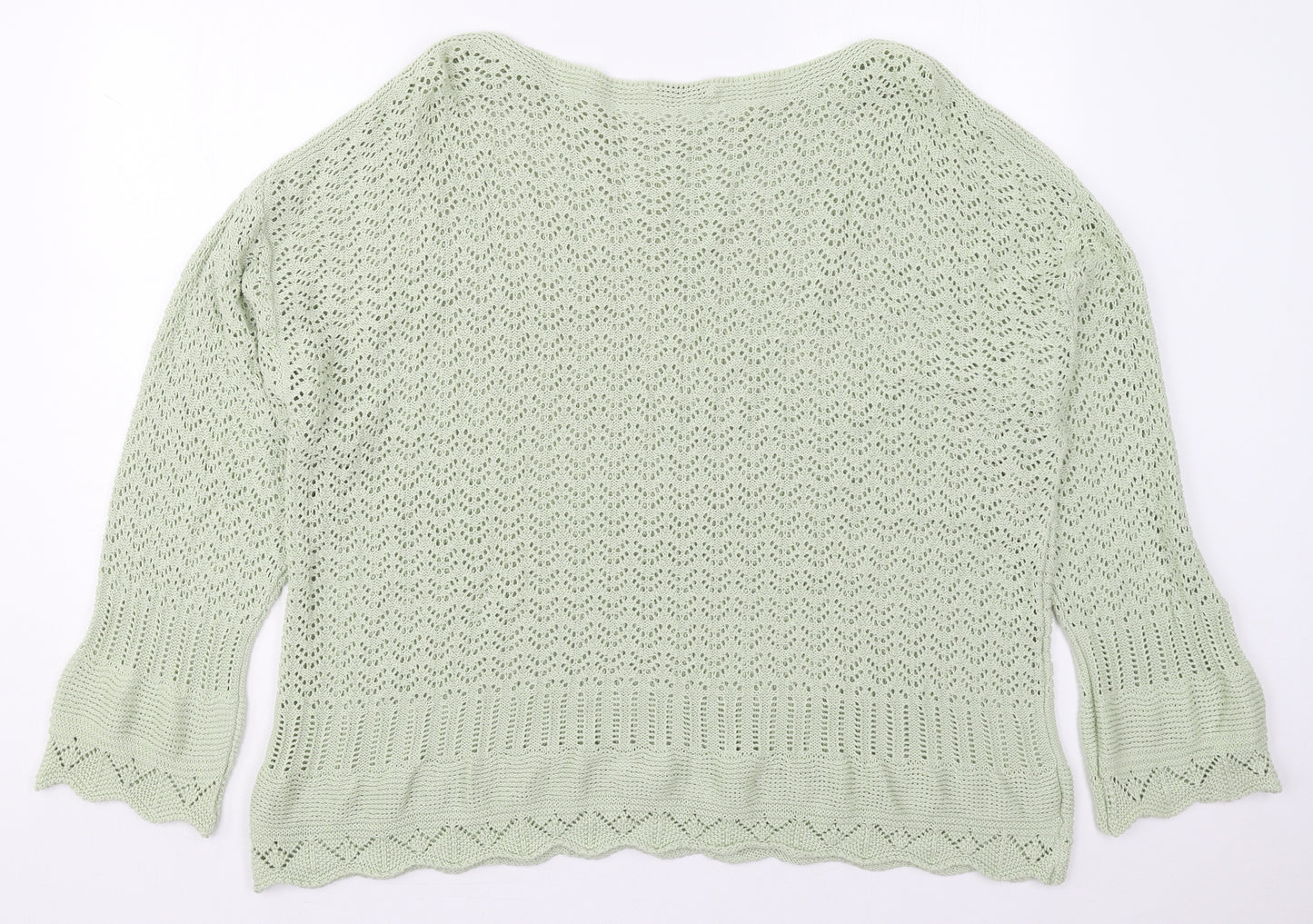 TU Womens Green Boat Neck  Cotton Pullover Jumper Size 24