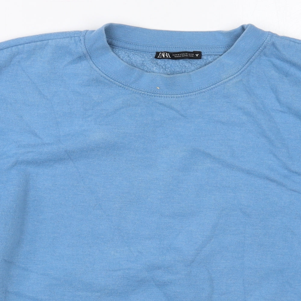Zara Womens Blue  Cotton Pullover Sweatshirt Size M  Pullover