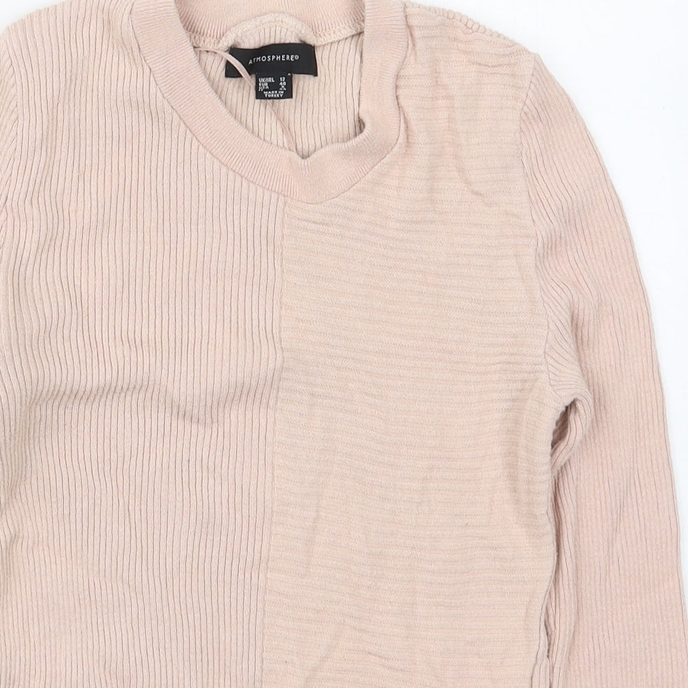 Atmosphere Womens Pink Crew Neck  Cotton Pullover Jumper Size 12