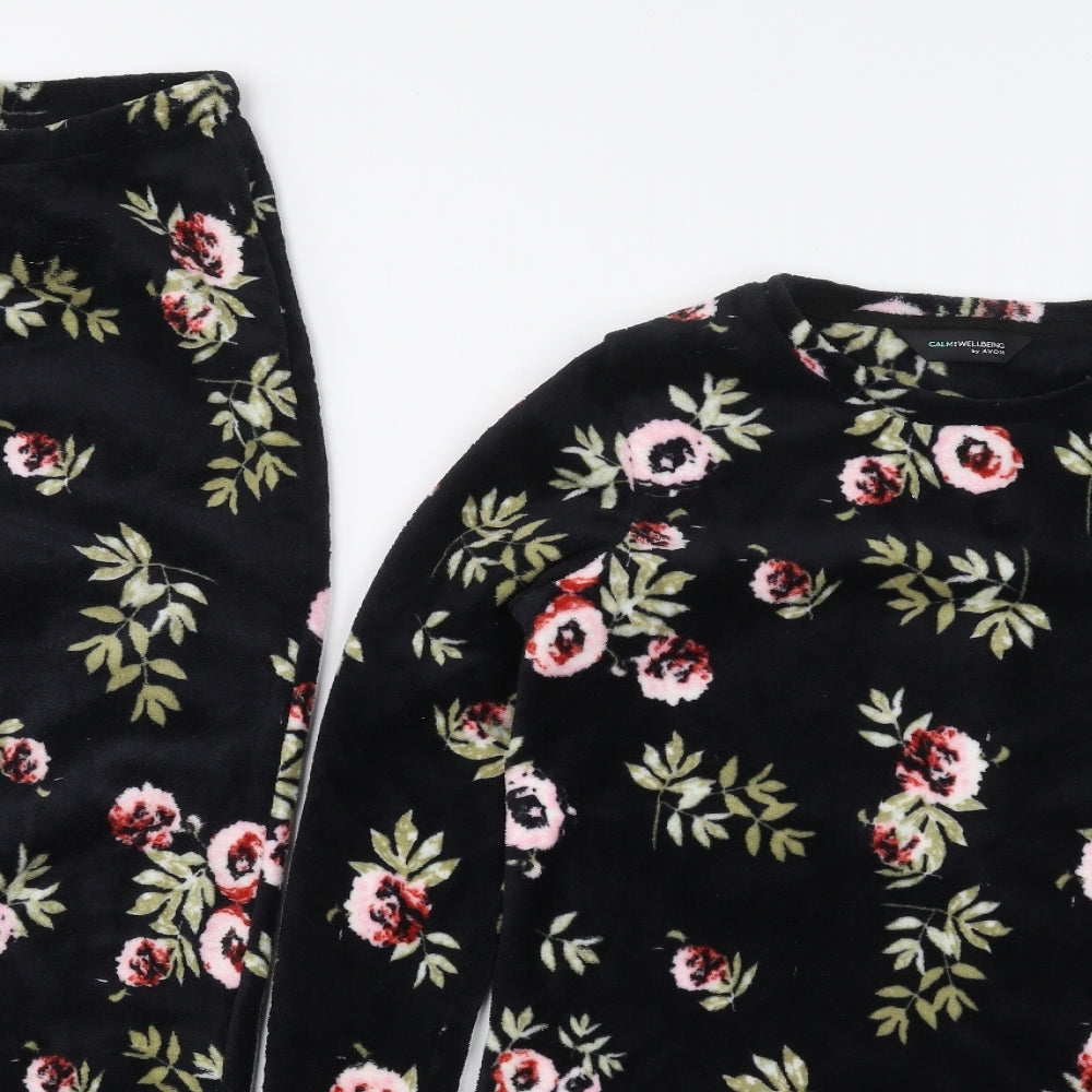 Avon Womens Black Floral Polyester Top Pyjama Set Size 12