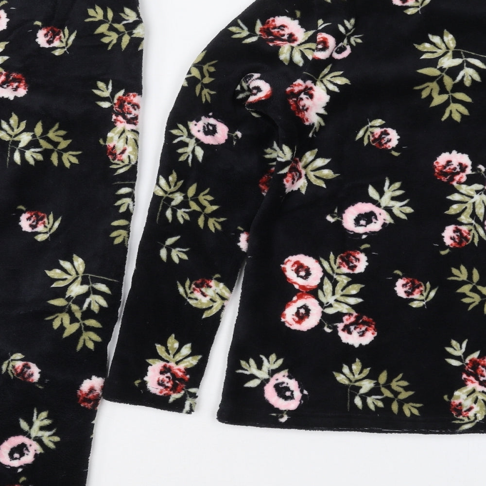 Avon Womens Black Floral Polyester Top Pyjama Set Size 12