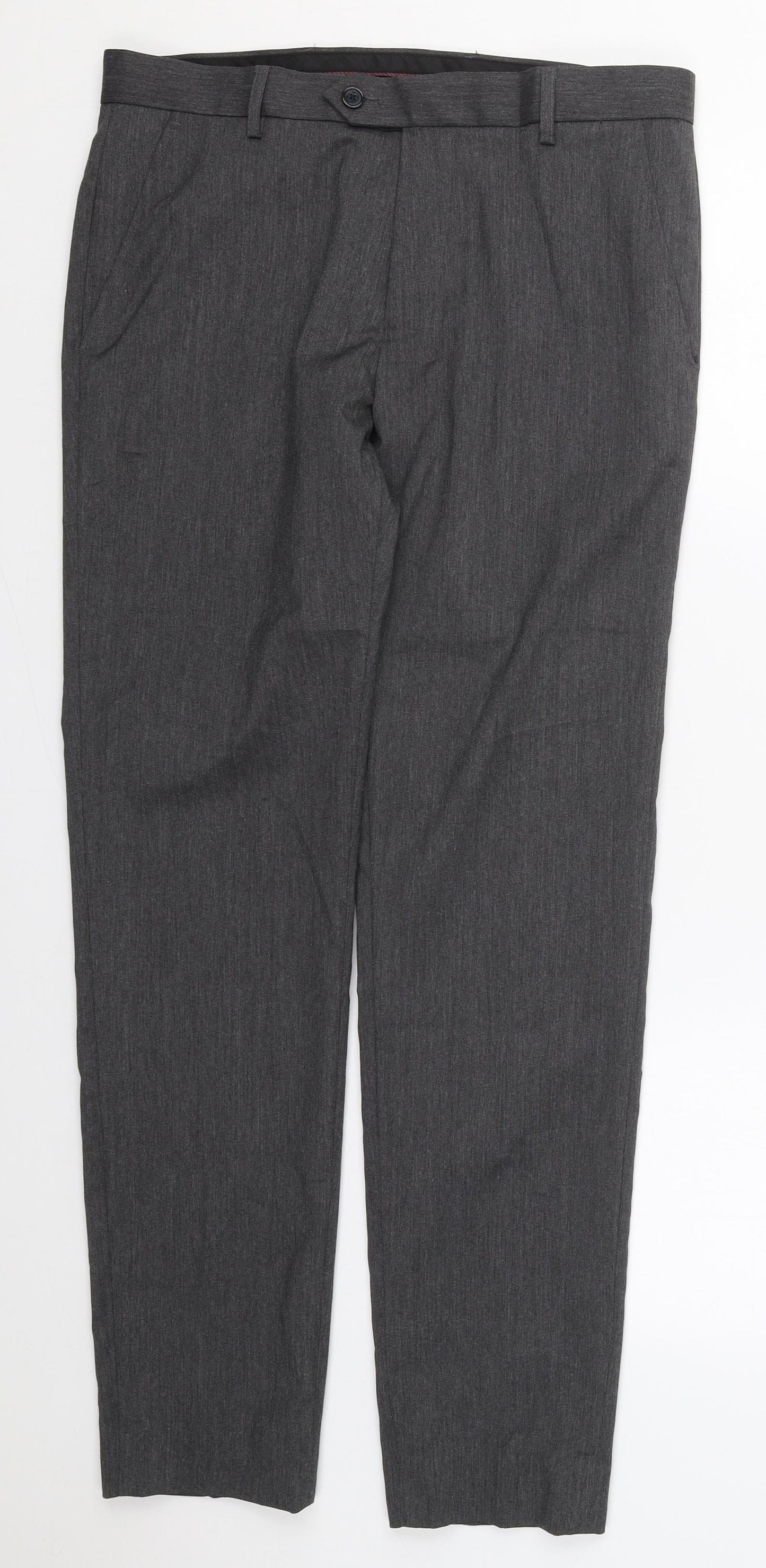 NEXT Mens Grey  Polyester Trousers  Size 32 L31 in Regular Button