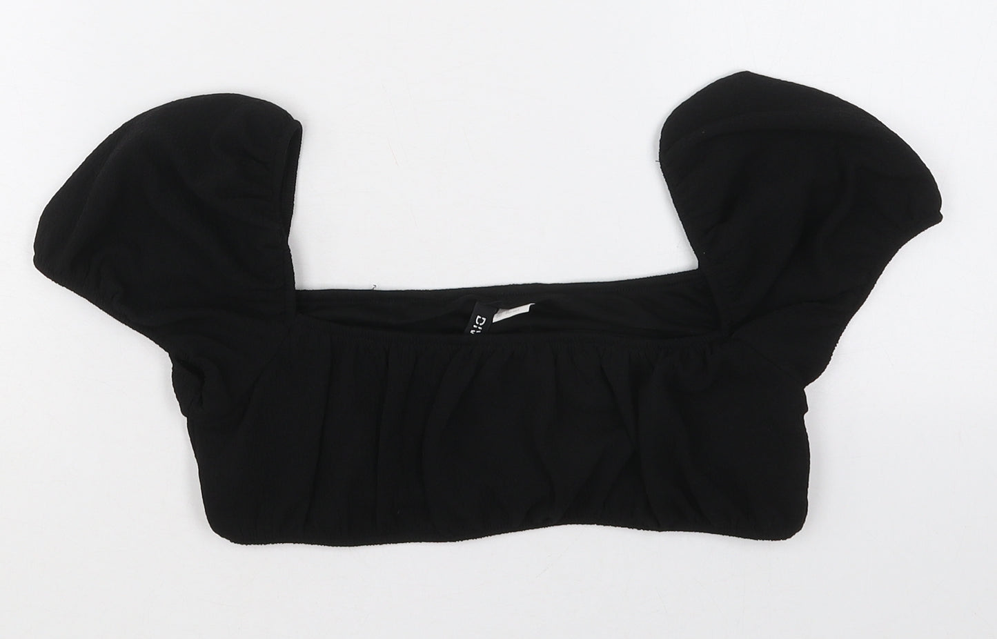 H&M Womens Black  Polyester Cropped T-Shirt Size M Square Neck