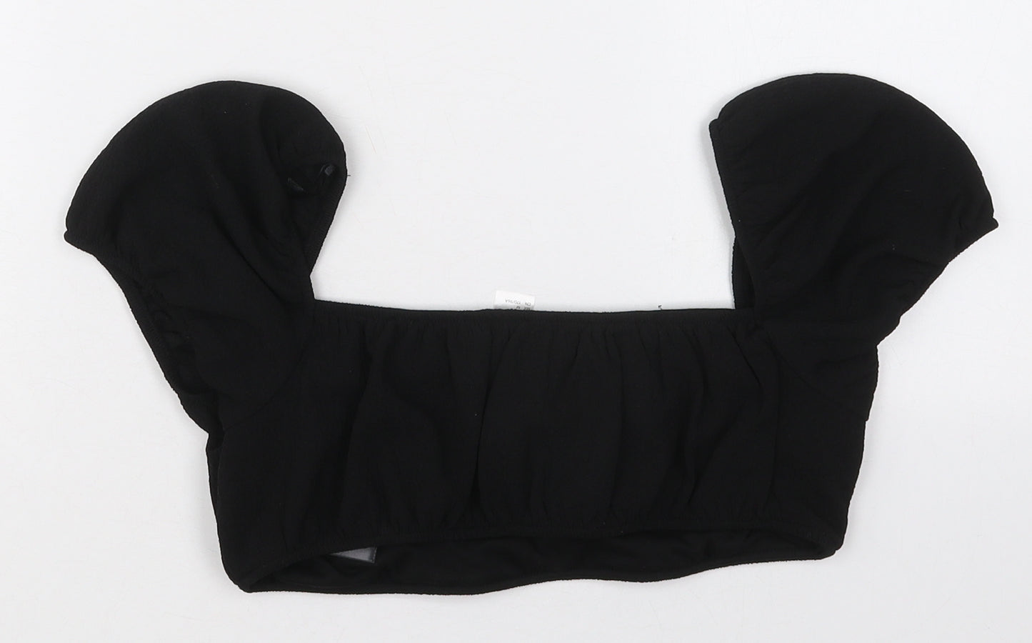 H&M Womens Black  Polyester Cropped T-Shirt Size M Square Neck