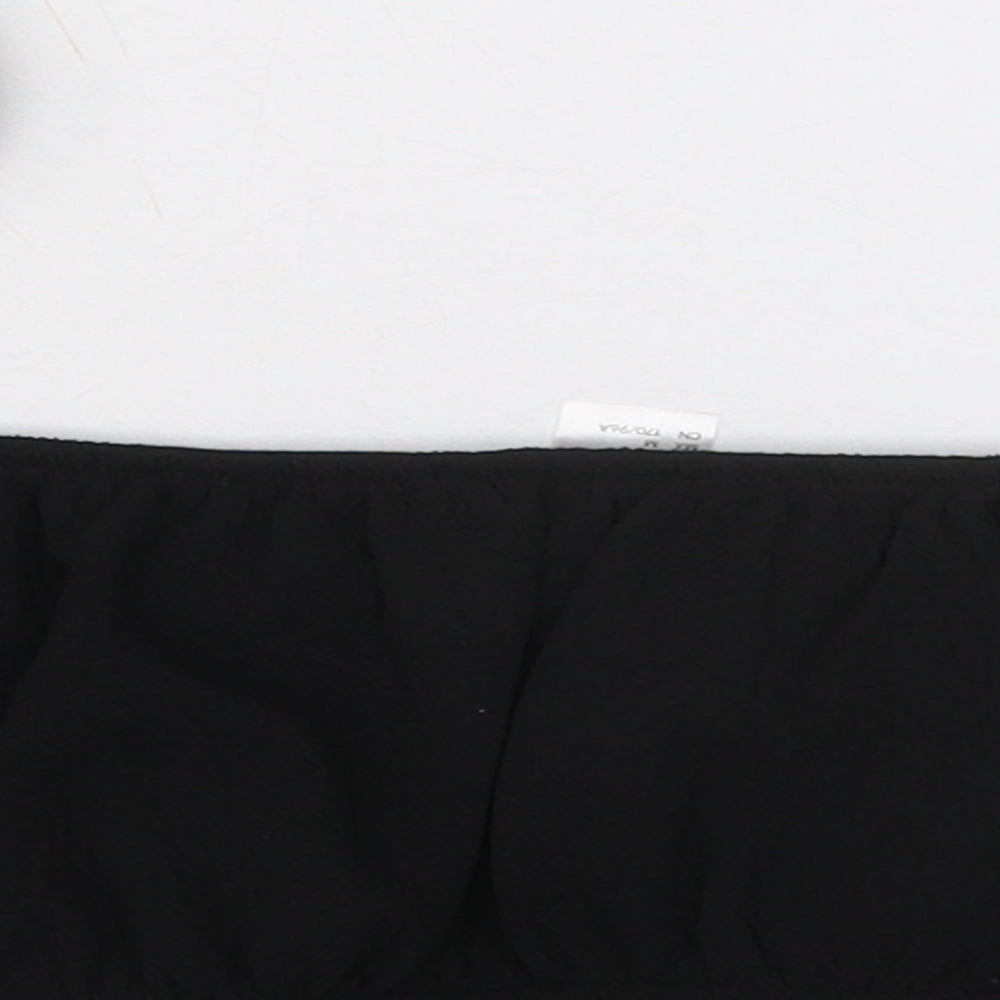 H&M Womens Black  Polyester Cropped T-Shirt Size M Square Neck