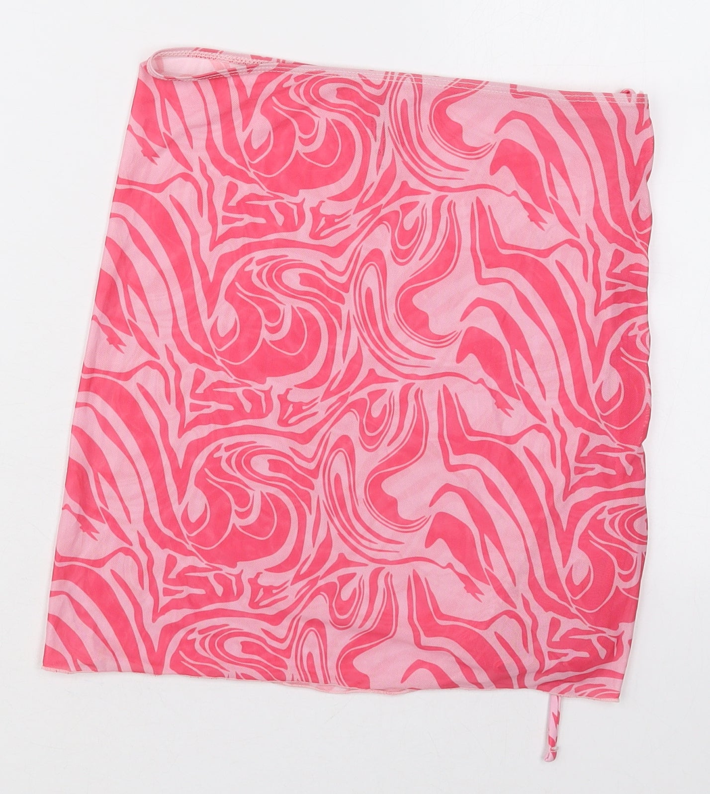 Preworn Womens Pink Geometric Polyester Mini Skirt Size M    - Beach Cover Up Skirt Marble