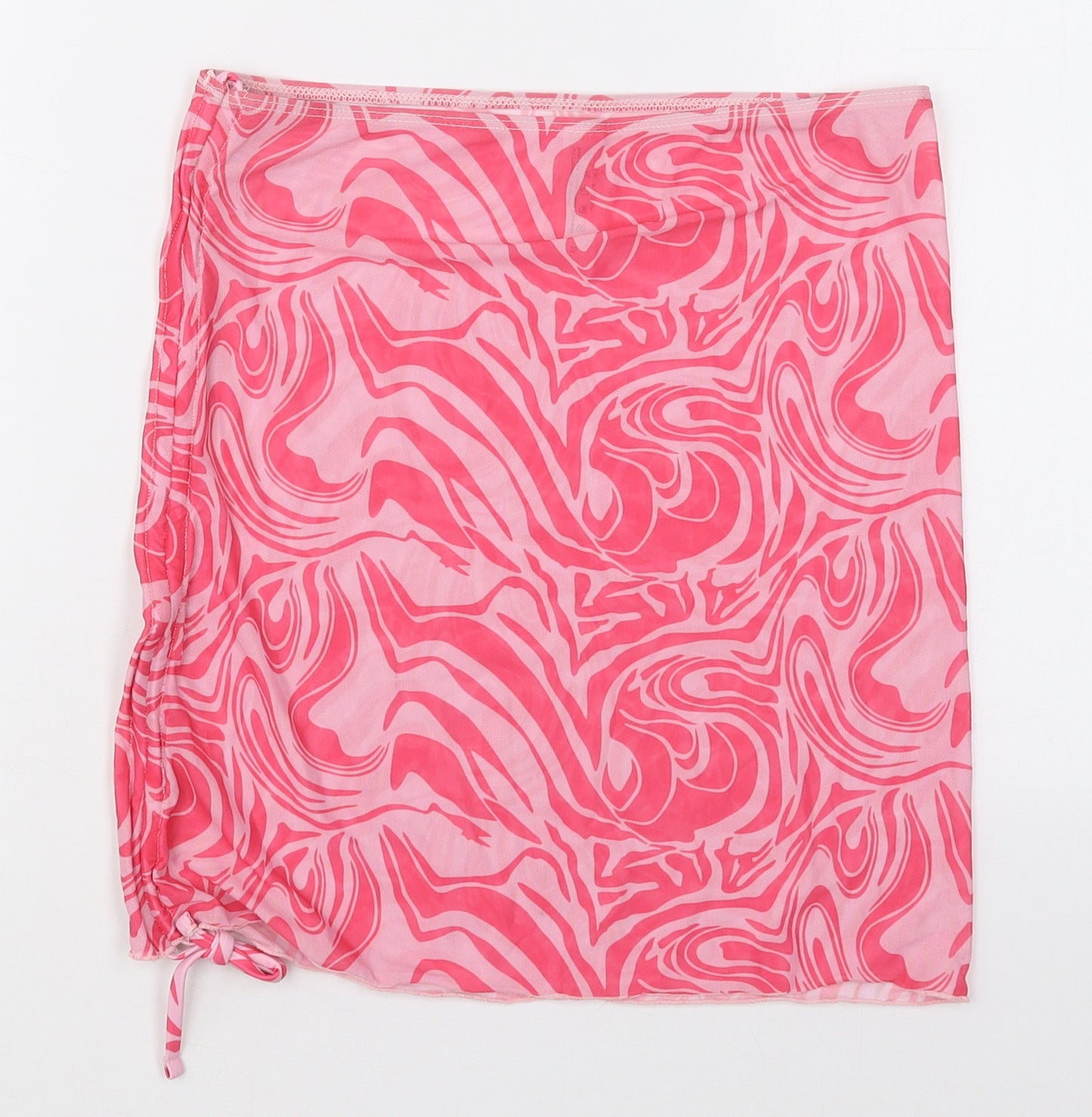 Preworn Womens Pink Geometric Polyester Mini Skirt Size M    - Beach Cover Up Skirt Marble