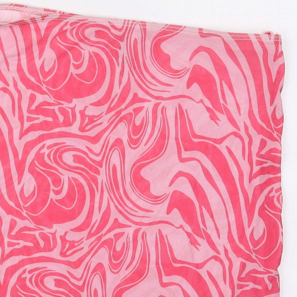 Preworn Womens Pink Geometric Polyester Mini Skirt Size M    - Beach Cover Up Skirt Marble