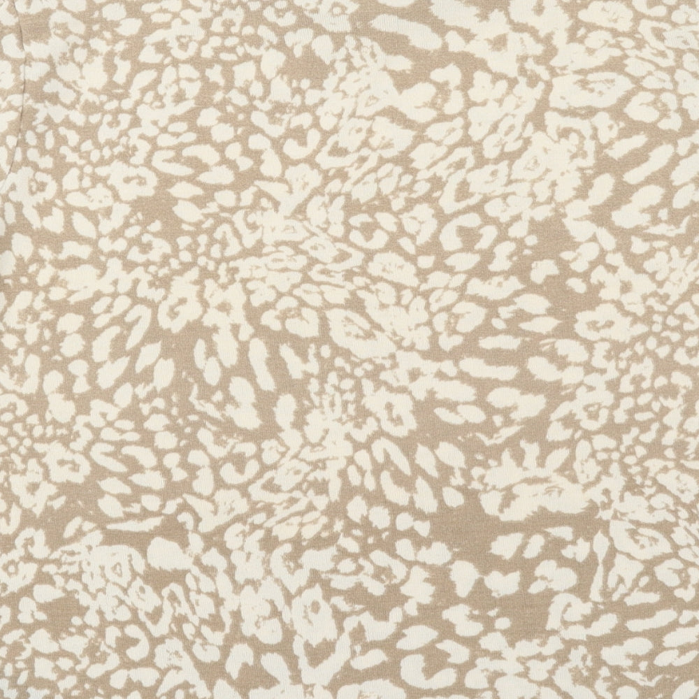 Sonder Studio Womens Beige Animal Print Polyester Basic T-Shirt Size 16 Mock Neck