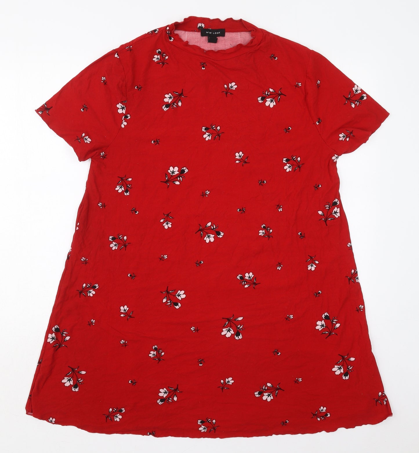 New Look Womens Red Floral Polyester A-Line  Size 16  Crew Neck Pullover