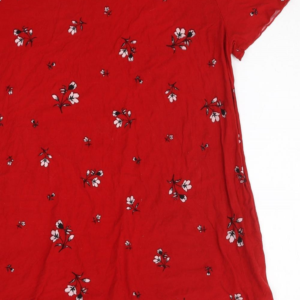 New Look Womens Red Floral Polyester A-Line  Size 16  Crew Neck Pullover