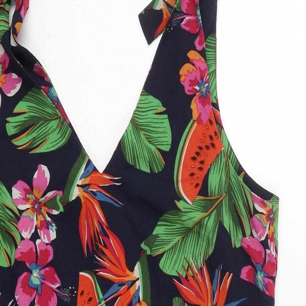 Papaya Womens Blue Floral Polyester Mini  Size 12  V-Neck Pullover - Fruit Prints