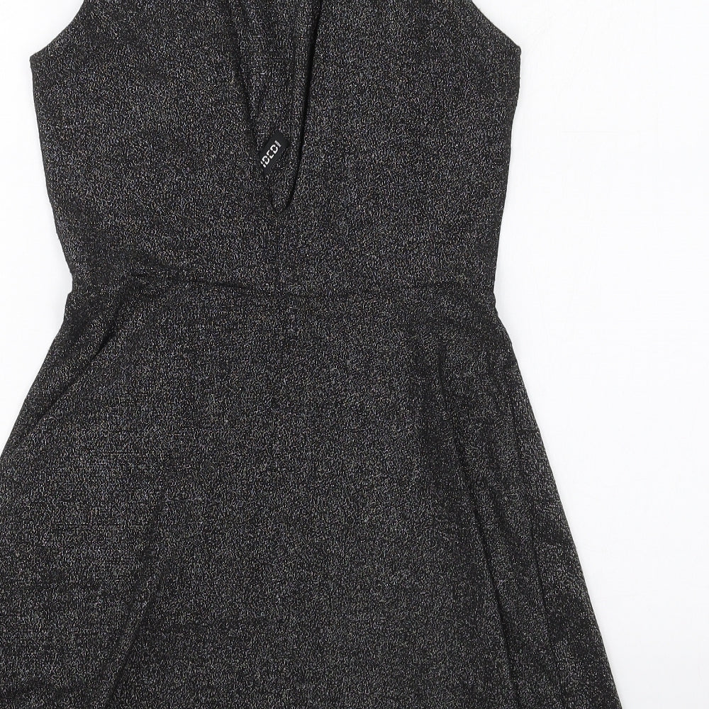 H&M Womens Black  Viscose Skater Dress  Size 12  Scoop Neck Pullover
