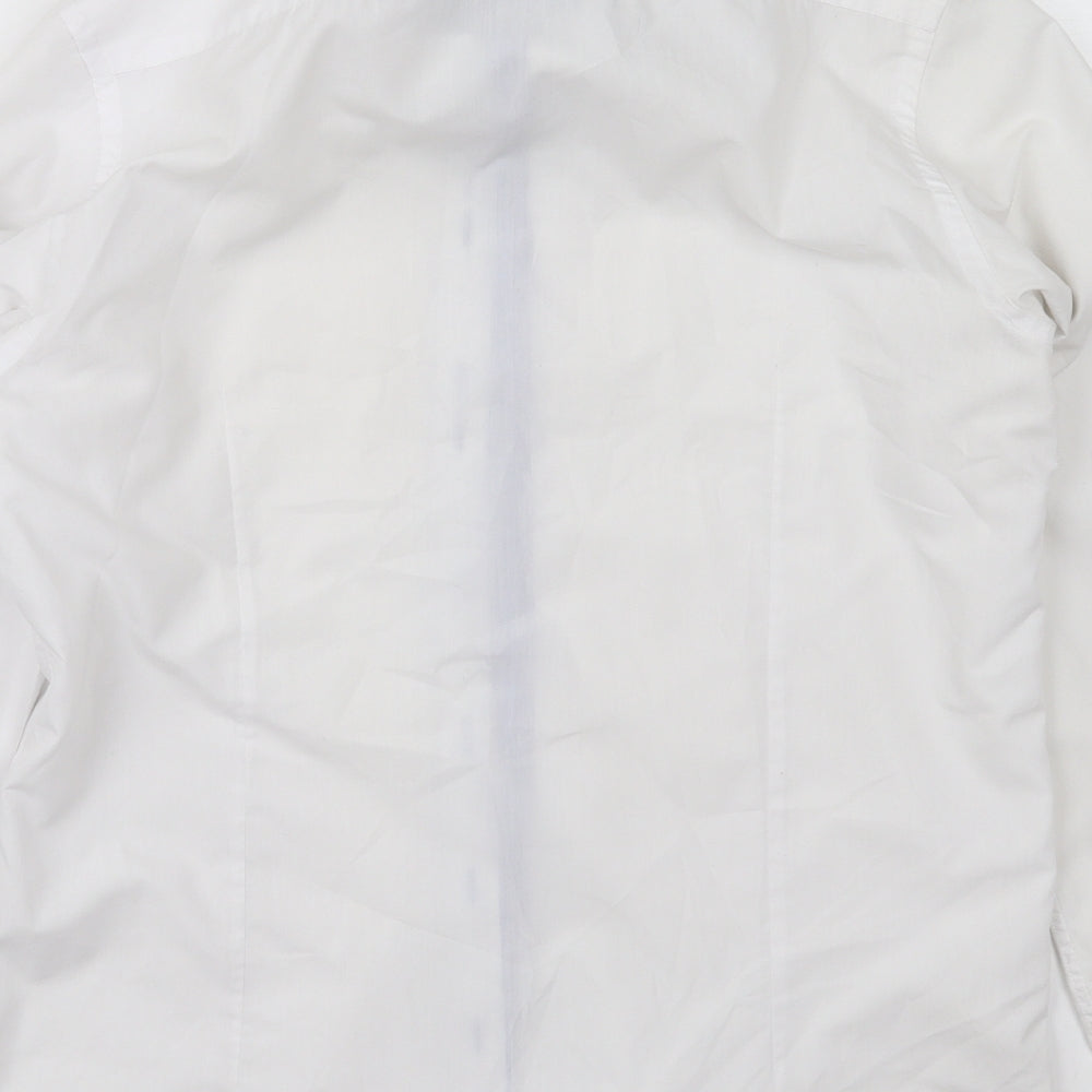 Guide London Mens White  Polyester  Dress Shirt Size M Collared Button