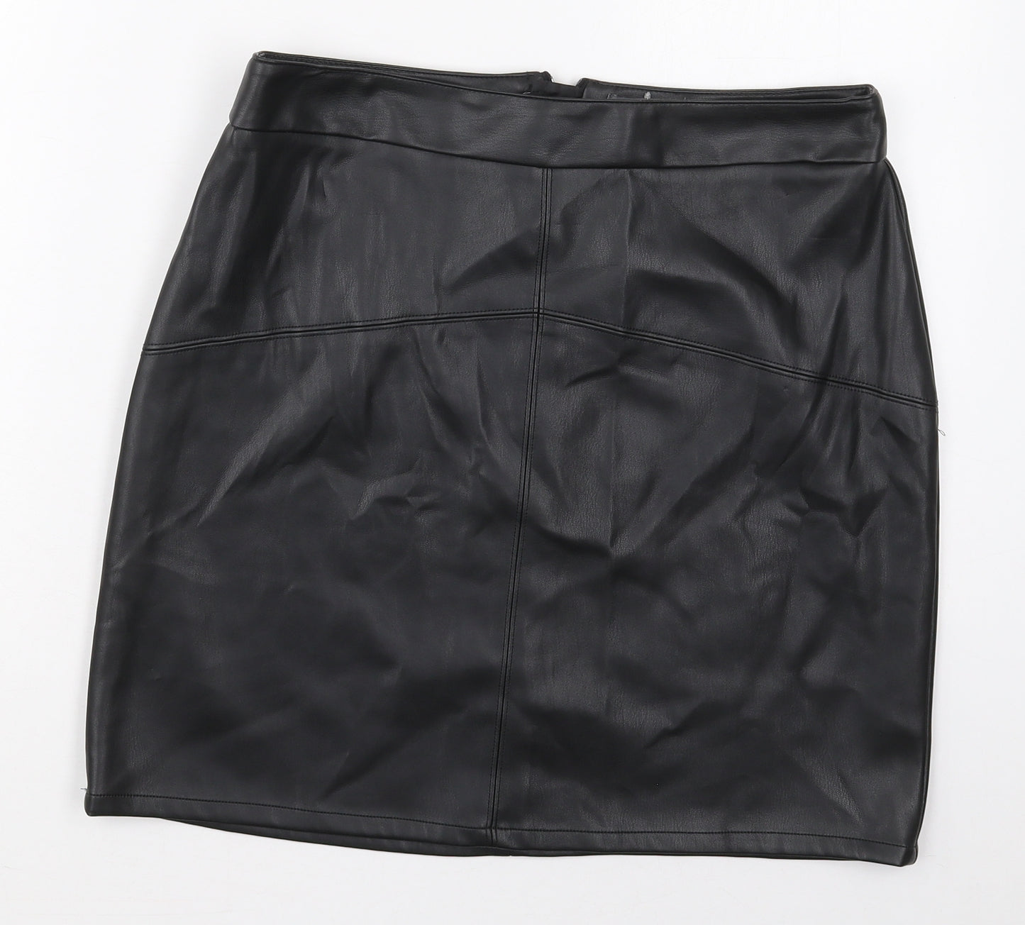 Papaya Womens Black  Polyurethane Mini Skirt Size 12   Zip
