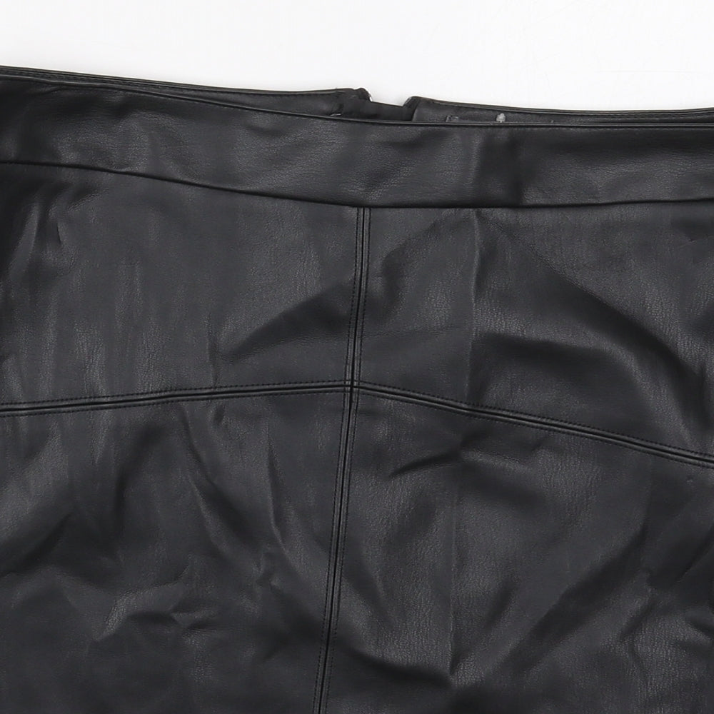 Papaya Womens Black  Polyurethane Mini Skirt Size 12   Zip
