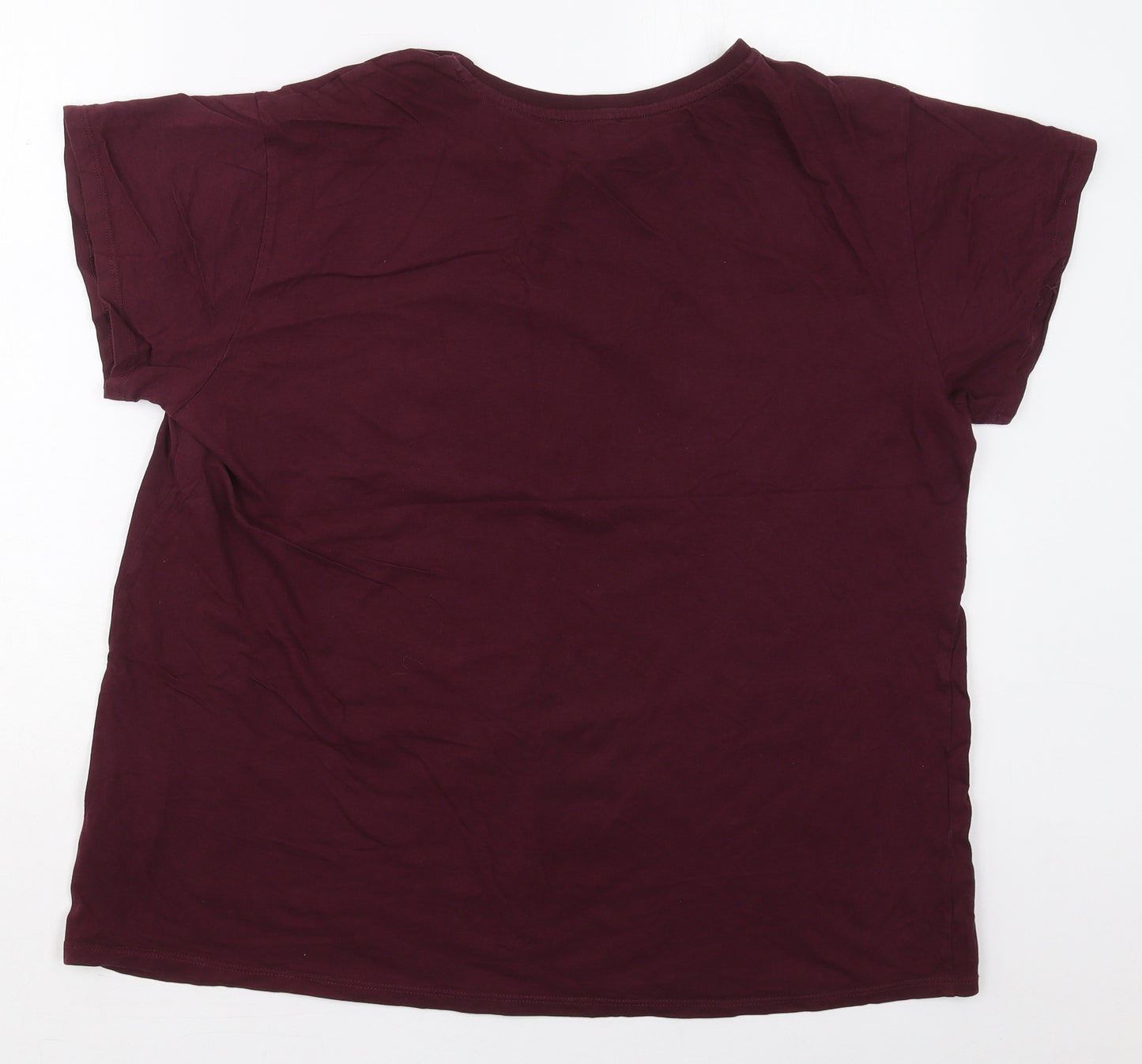 New Look Womens Purple  Cotton Basic T-Shirt Size 20 Crew Neck - Merci
