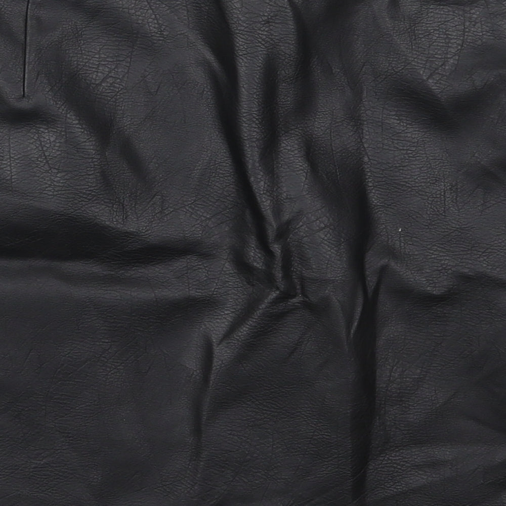 F&F Womens Black  Polyurethane Mini Skirt Size 18   Zip