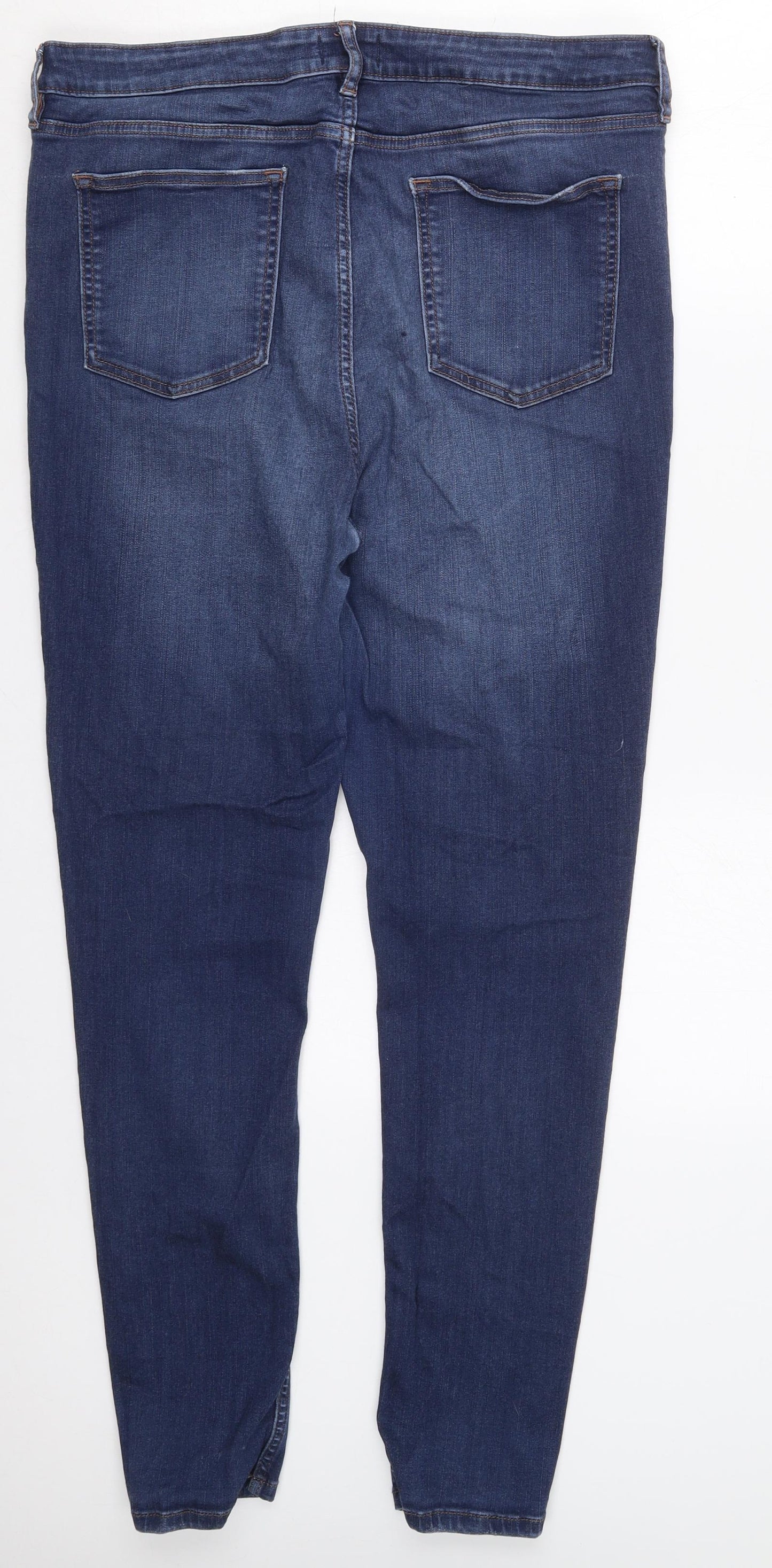 F&F Womens Blue  Cotton Skinny Jeans Size 18 L28 in Regular Button