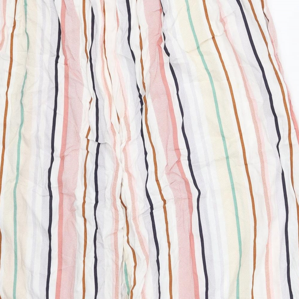 Primark Womens Pink Striped Viscose Cropped Trousers Size 18  Regular
