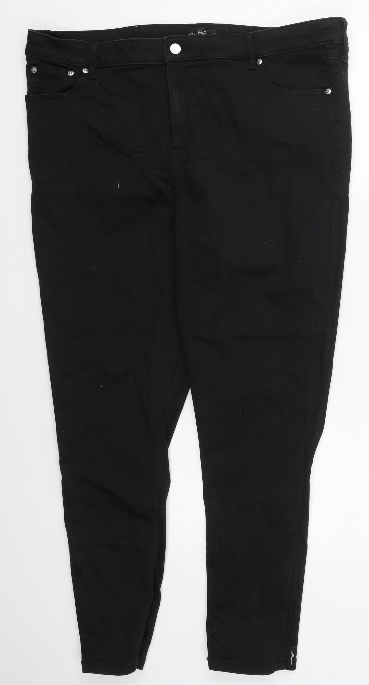 F&F Womens Black  Cotton Skinny Jeans Size 22 L26 in Regular Button