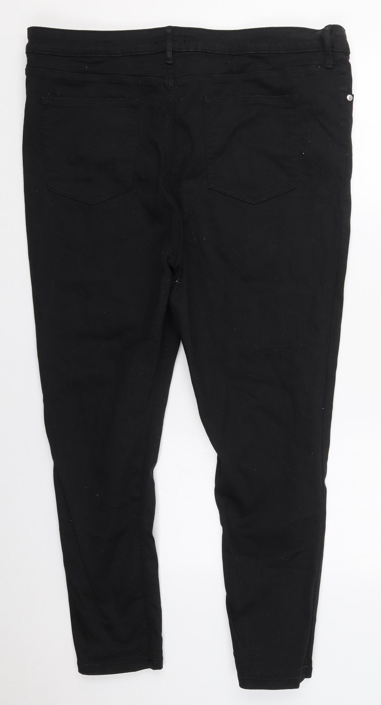 F&F Womens Black  Cotton Skinny Jeans Size 22 L26 in Regular Button