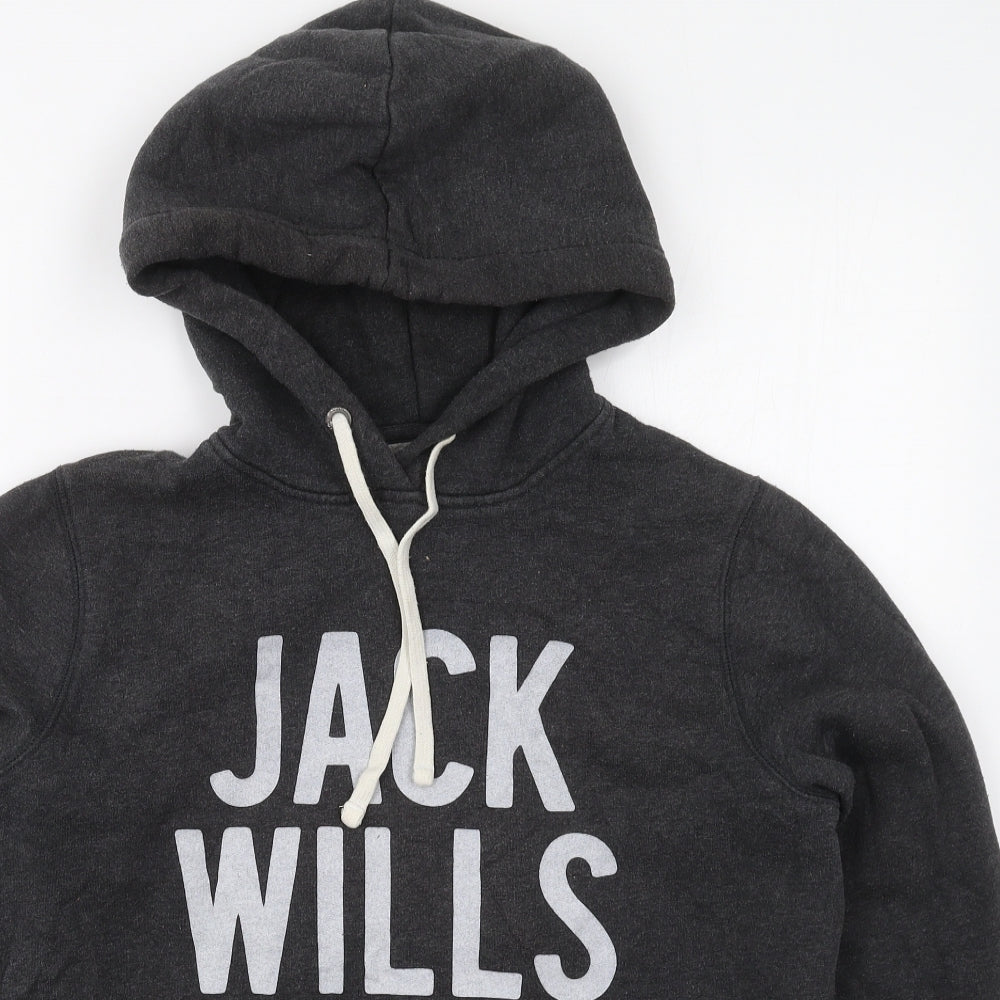 Jack Wills Womens Grey  Cotton Pullover Hoodie Size 14  Pullover
