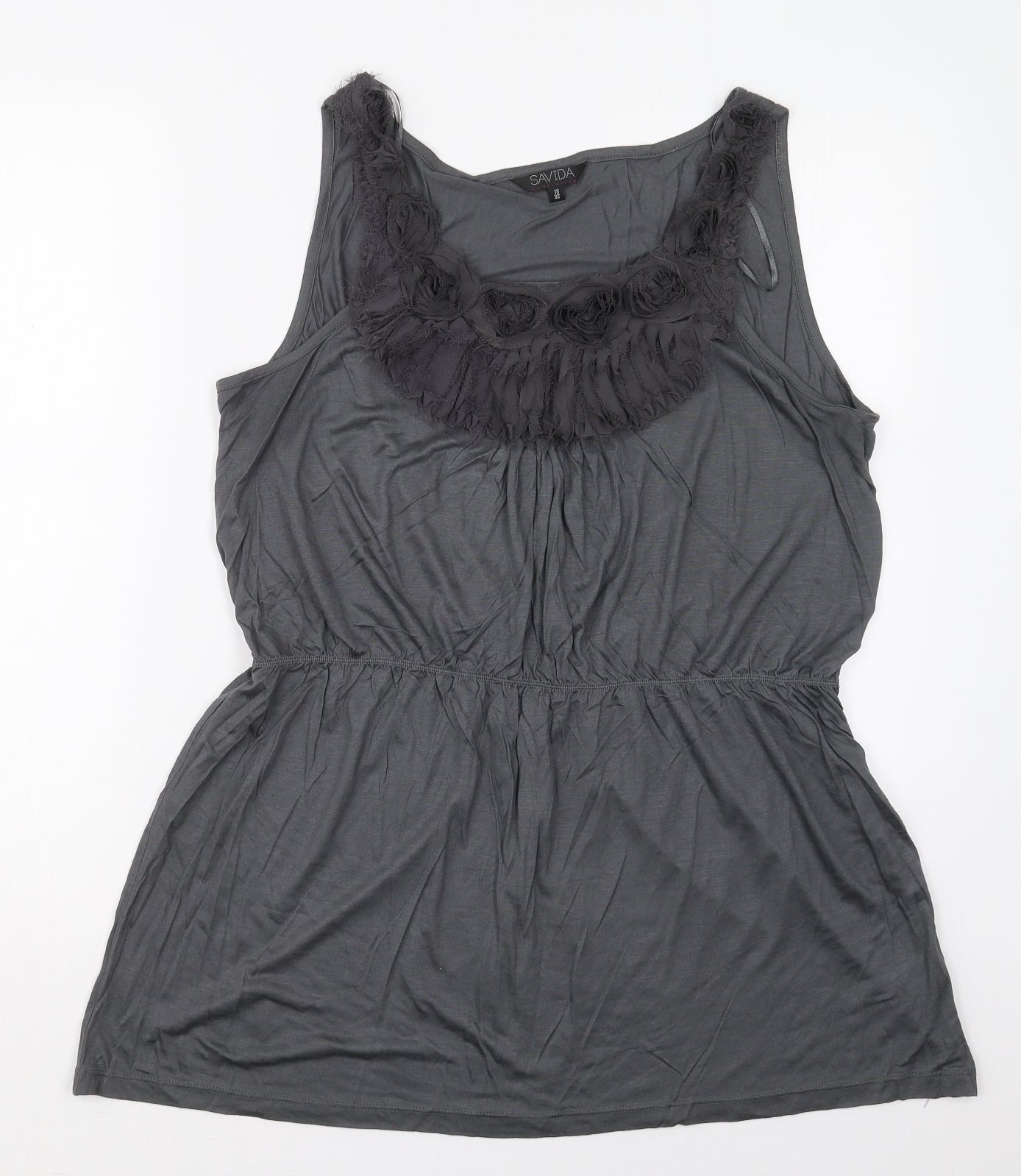 Savida Womens Grey  Viscose Basic Tank Size 18 Scoop Neck