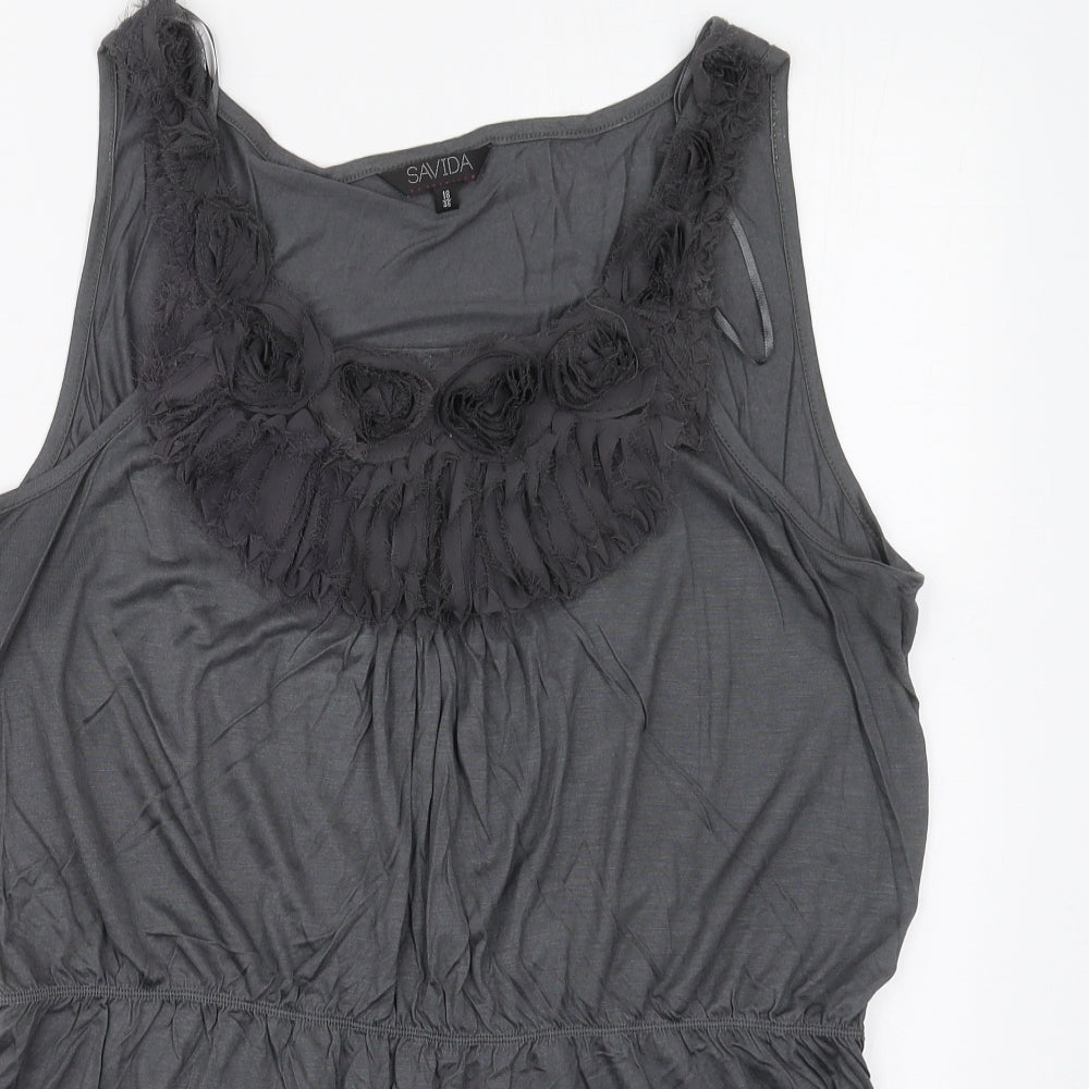 Savida Womens Grey  Viscose Basic Tank Size 18 Scoop Neck