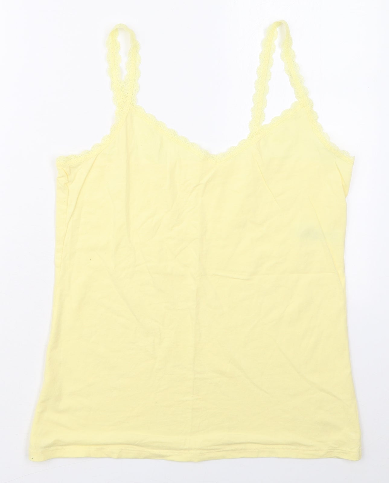 Marks and Spencer Womens Yellow  Cotton Basic Tank Size 18 V-Neck