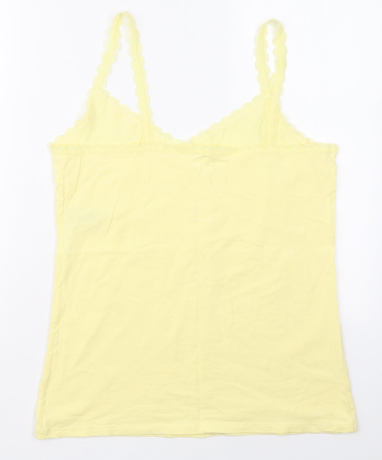 Marks and Spencer Womens Yellow  Cotton Basic Tank Size 18 V-Neck