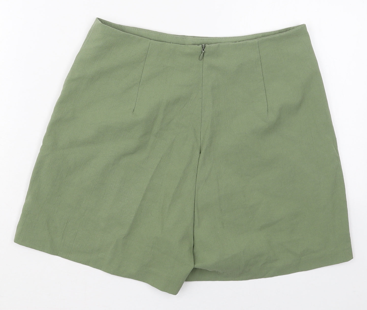 Stradivarius Womens Green  Viscose Mini Skort Size 10   Zip