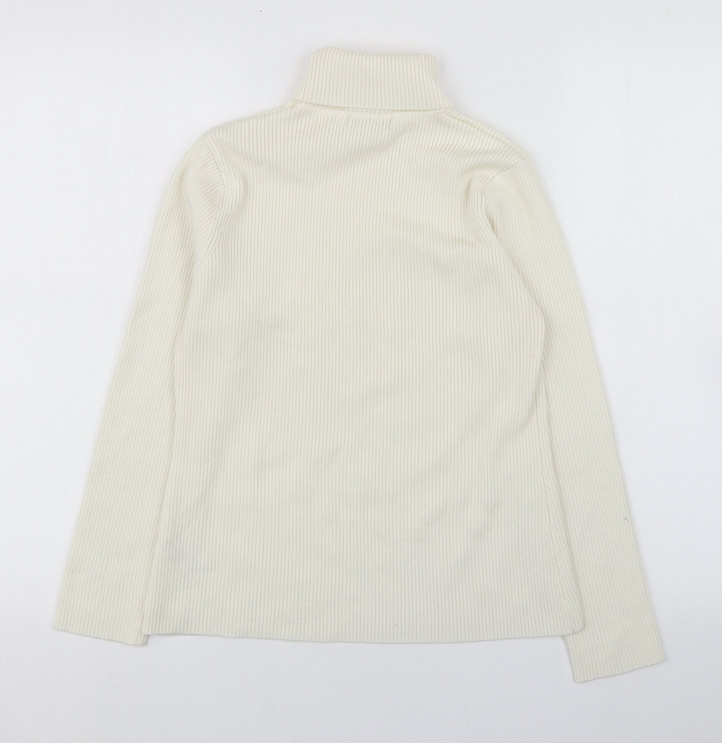 M&Co Womens White  Acrylic Basic T-Shirt Size XL Roll Neck