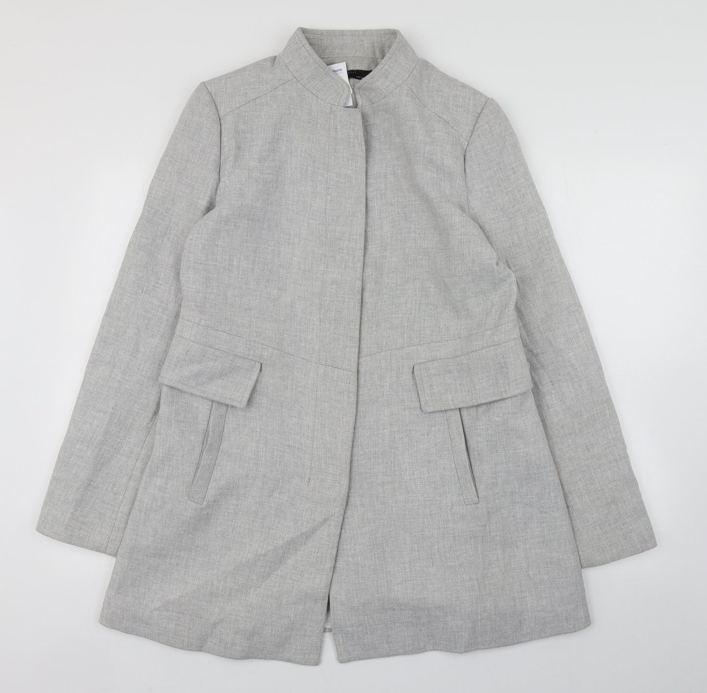 Zara Womens Grey   Overcoat Coat Size L  Button