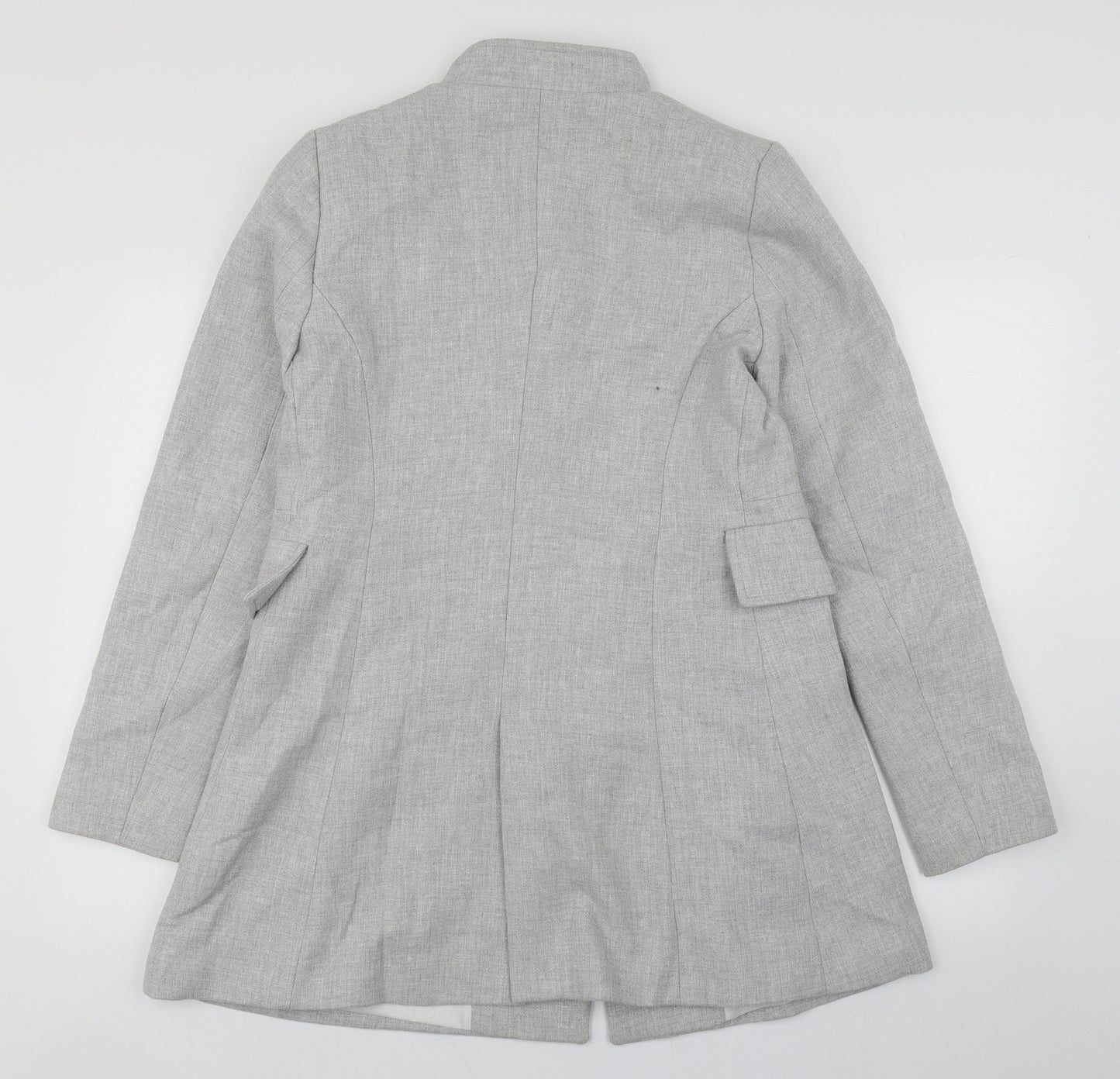 Zara Womens Grey   Overcoat Coat Size L  Button