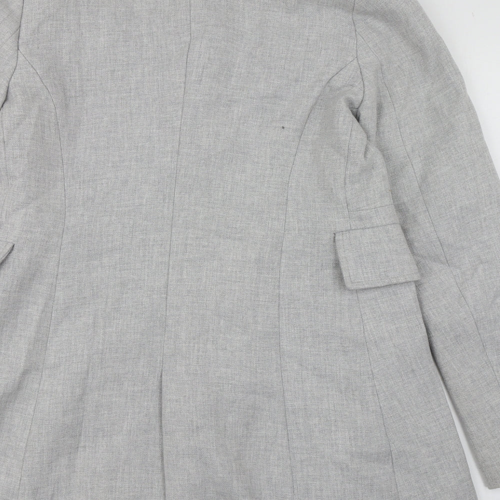 Zara Womens Grey   Overcoat Coat Size L  Button