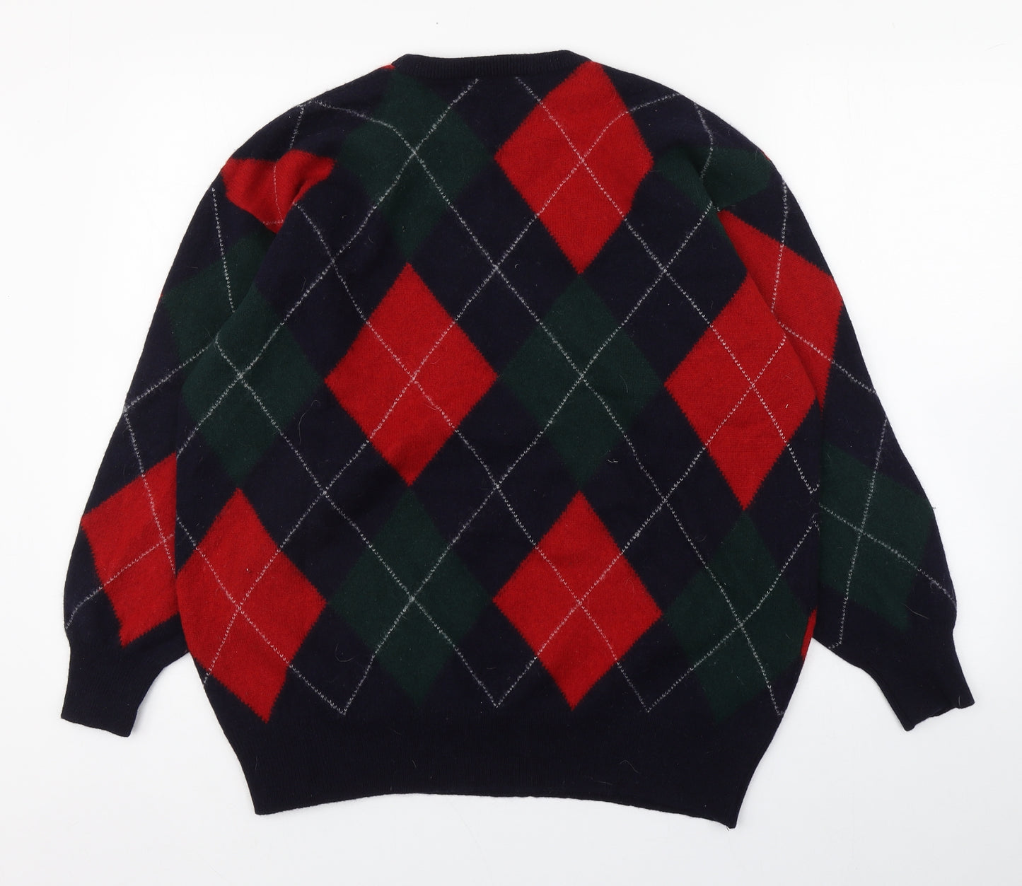 Pringle Mens Multicoloured Round Neck Argyle/Diamond Wool Pullover Jumper Size L