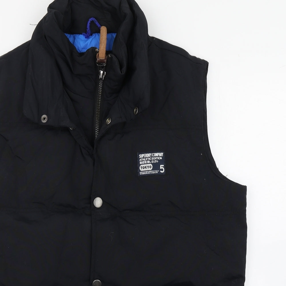 Superdry Mens Black   Gilet Coat Size XL  Zip